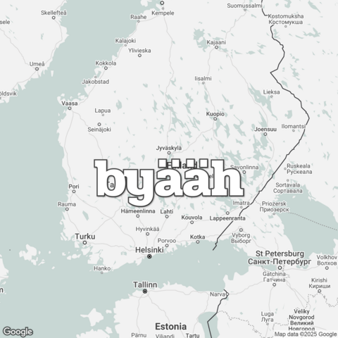 Map of Finland overlaid with "byääh".